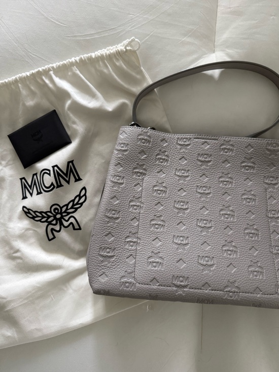 MCM Handbags - MCM Sara Embossed Leather Tote Bag - Light Gray - BRAND NEW NEVER USED